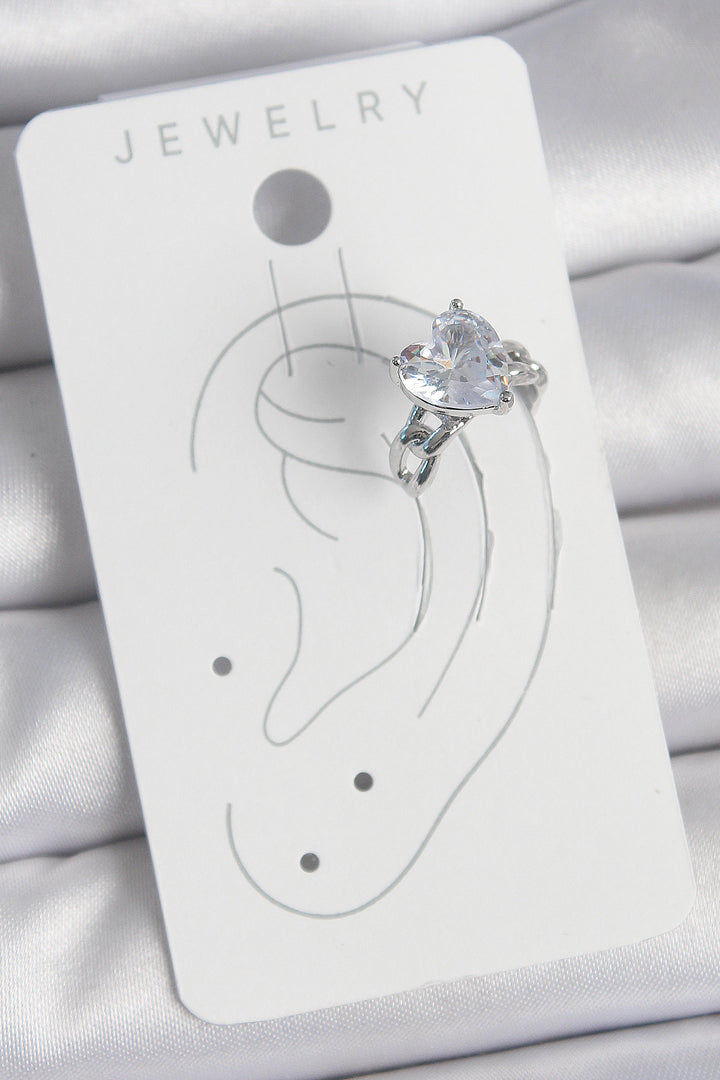 EBJ Rice Silver Color Zircon Stone Heart Model Women's Cartilage Earring - Dolores Hidalgo Cuna de la Independencia Nacional