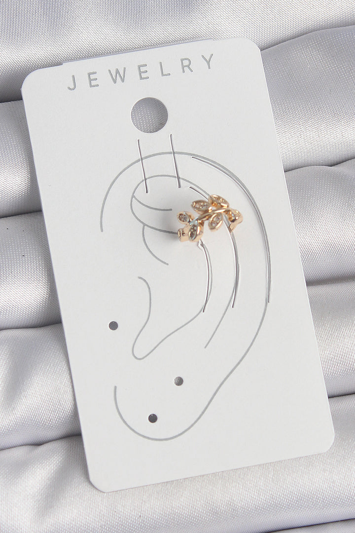 EBJ Rice Gold Color Zircon Stone Leaf Model Women's Cartilage Earring - Ciudad Santa Catarina