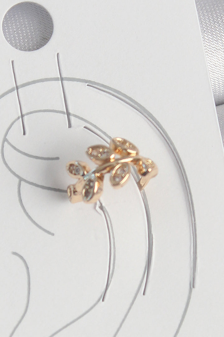 EBJ Rice Gold Color Zircon Stone Leaf Model Women's Cartilage Earring - Ciudad Santa Catarina