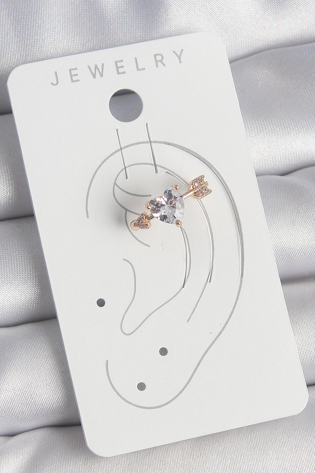 EBJ Gold Color Zircon Stone Heart Arrow Model Women's Cartilage Earring with Rice - Conroe