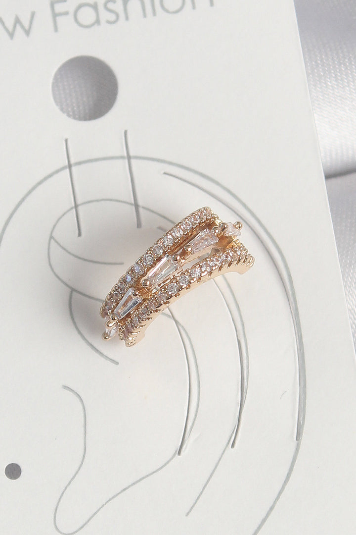 EBJ Gold Color Zircon Stone 3-Piece Row Model Women's Cartilage Earring - Yasynuvata