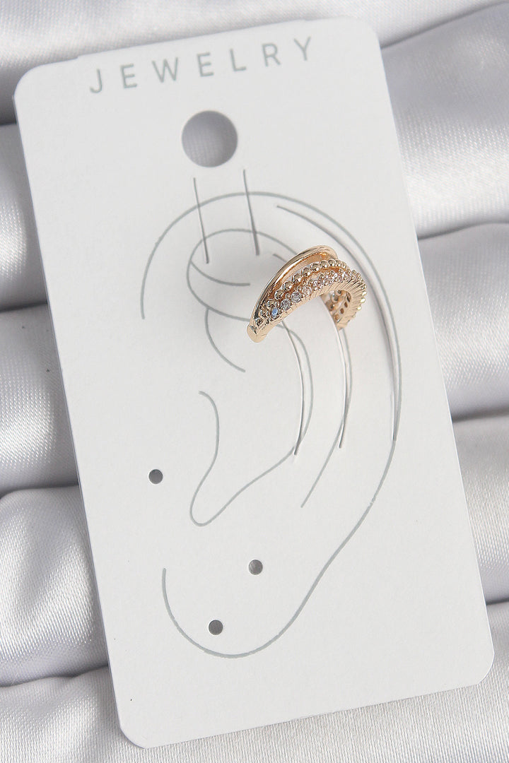 EBJ Rice Gold Color Zircon Stone 3-Row Model Women's Cartilage Earring - Dunstable