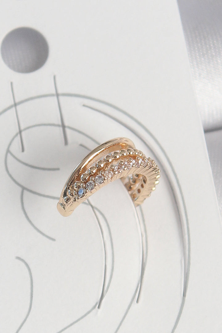 EBJ Rice Gold Color Zircon Stone 3-Row Model Women's Cartilage Earring - Dunstable