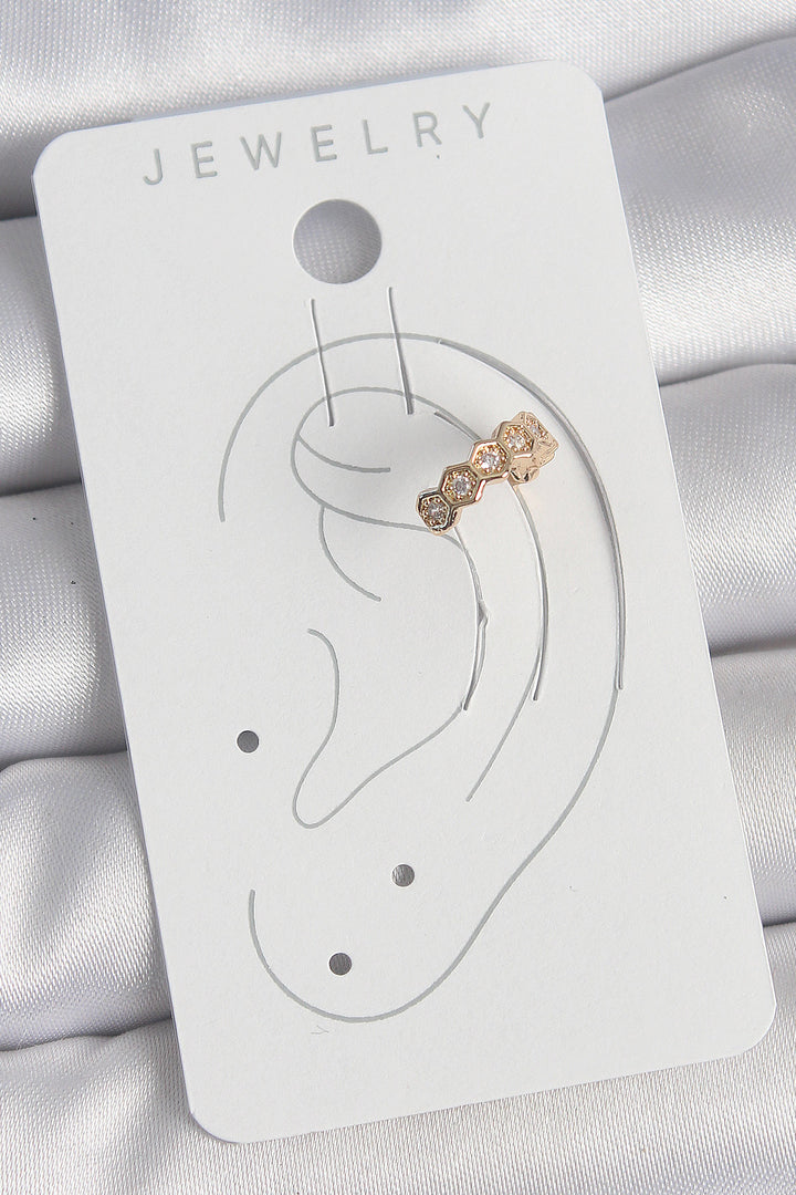 EBJ Gold Color Rice Zircon Stone Honeycomb Model Women's Cartilage Earring - Sérres