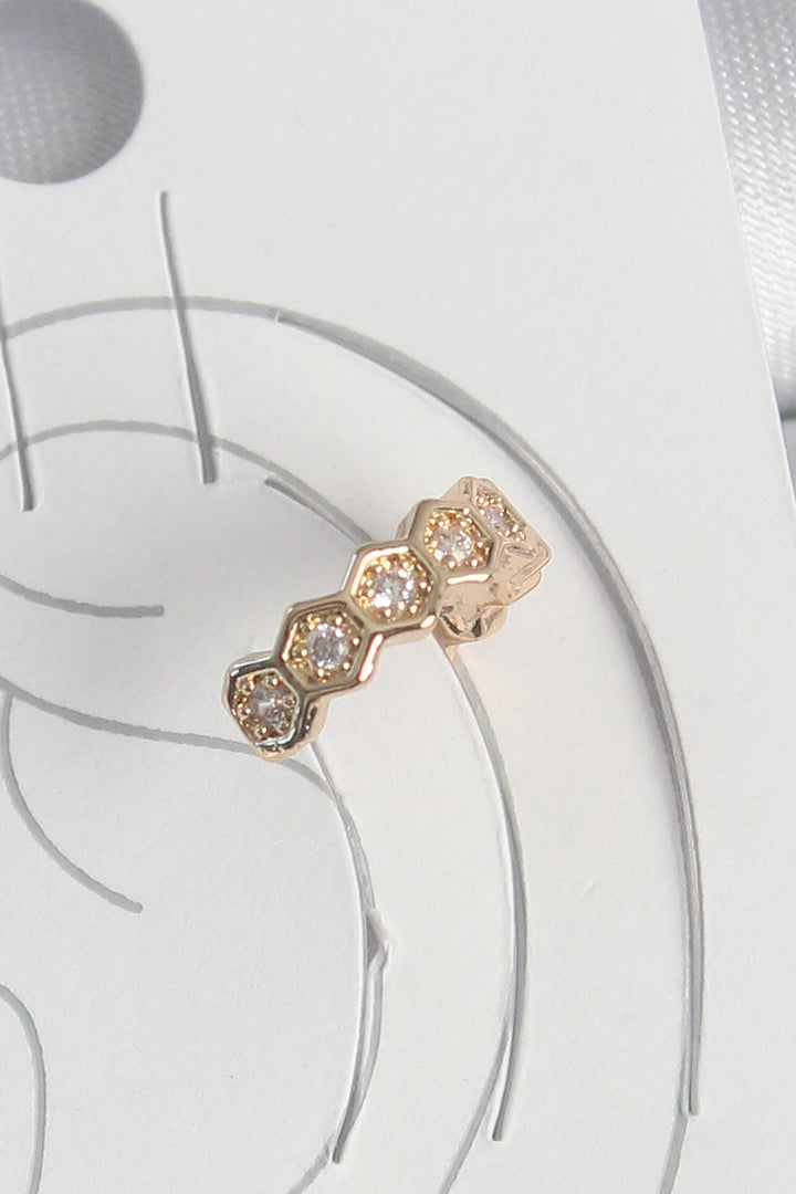 EBJ Gold Color Rice Zircon Stone Honeycomb Model Women's Cartilage Earring - Sérres
