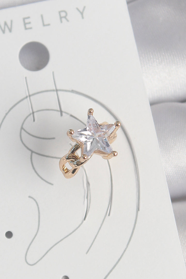 EBJ Rice Gold Color Star Model Women's Cartilage Earring with Zircon Stone - Temple
