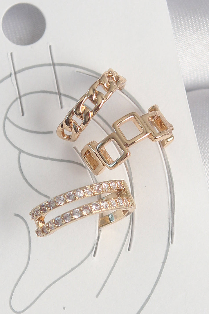 EBJ Rice Gold Color Square Chain Model Women's Cartilage Earring with Zircon Stone - Chatham