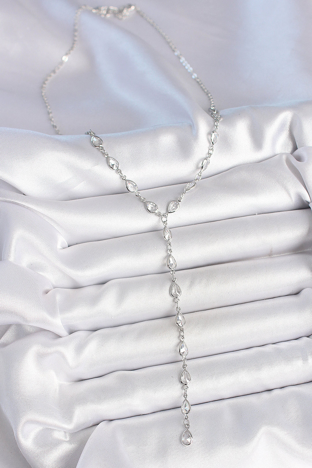 EBJ Silver Color Zircon Stone Y Brass Necklace - Claremont