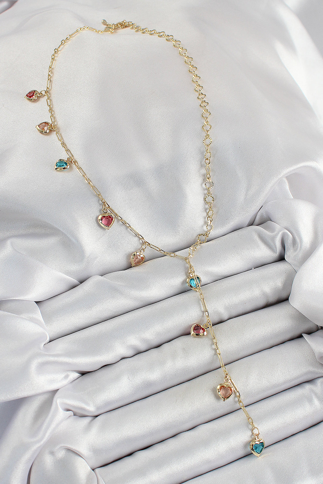EBJ Rice Assortment Heart Model Gold Color Zircon Stone Y Necklace - Danbury