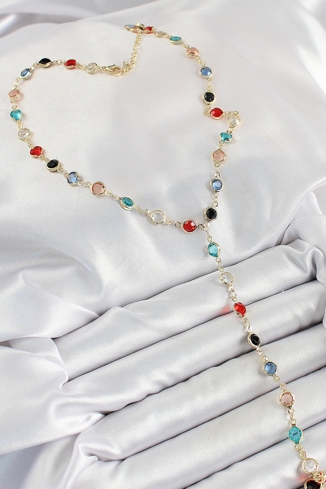 EBJ Rice Assortment Model Gold Color Zircon Stone Y Necklace - Everett