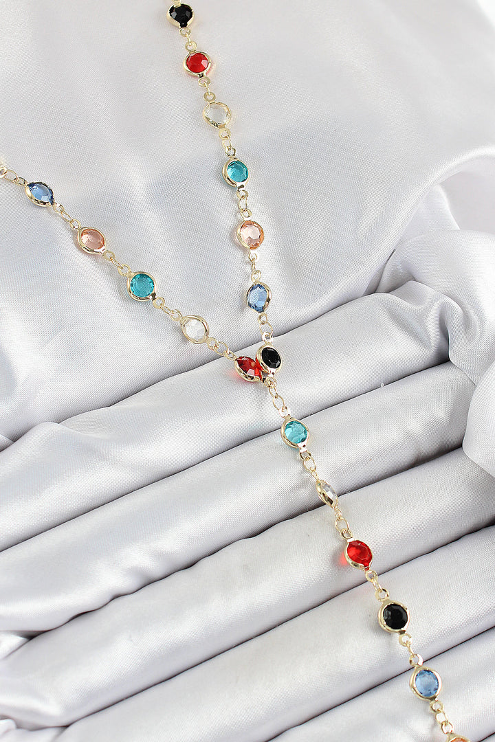 EBJ Rice Assortment Model Gold Color Zircon Stone Y Necklace - Everett
