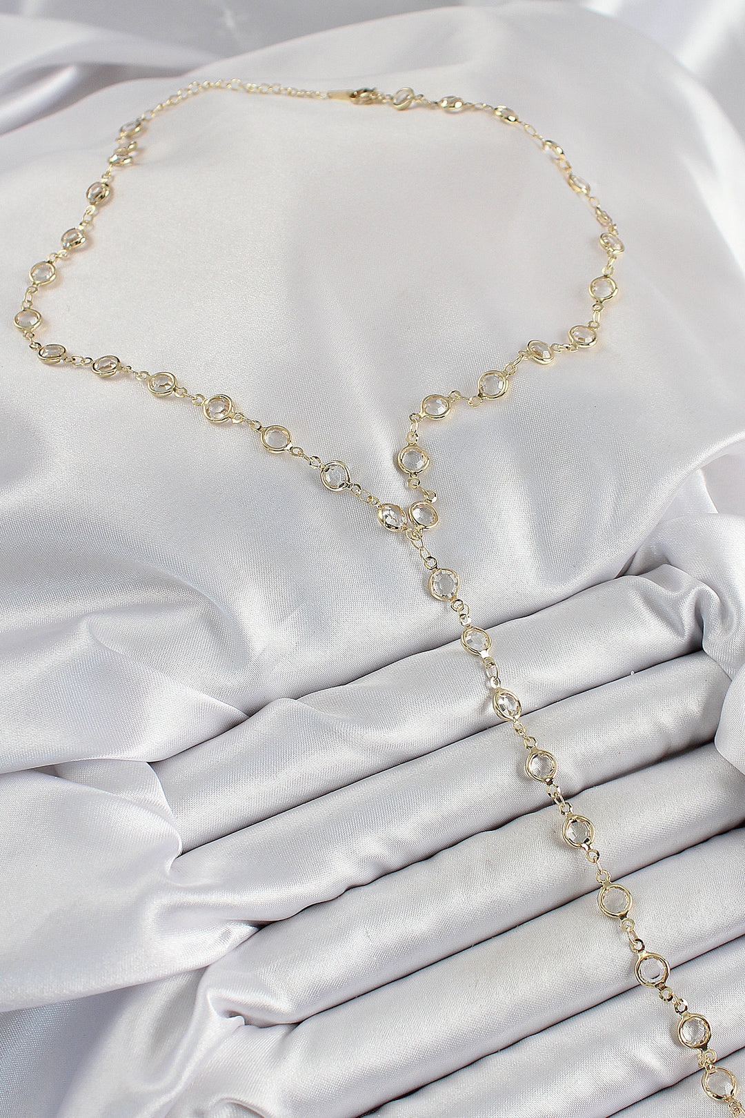 EBJ Rice Transparent Model Gold Color Zircon Stone Y Necklace - Northwich