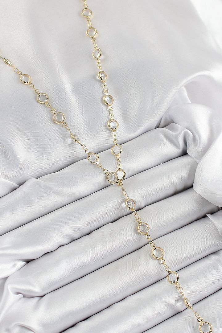 EBJ Rice Transparent Model Gold Color Zircon Stone Y Necklace - Northwich