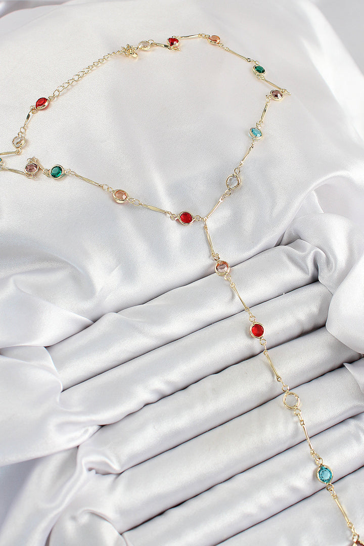 EBJ Rice Assortment Model Gold Color Zircon Stone Y Necklace - Vlissingen