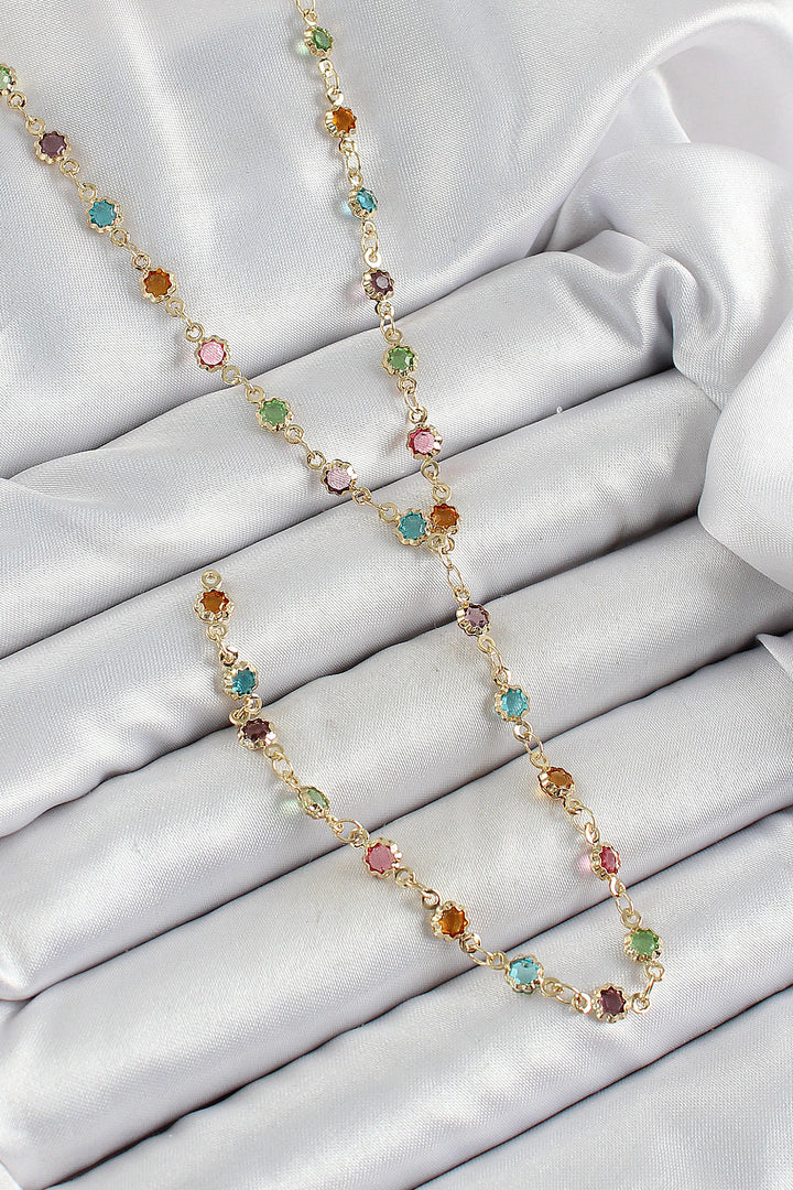 EBJ Rice Assortment Flower Model Gold Color Zircon Stone Y Necklace - Marcianise