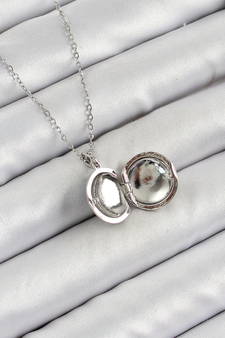 EBJ 316L Stainless Steel Chain Openable Artistic Vintage Flower Model Silver Color Women's Necklace - Perth