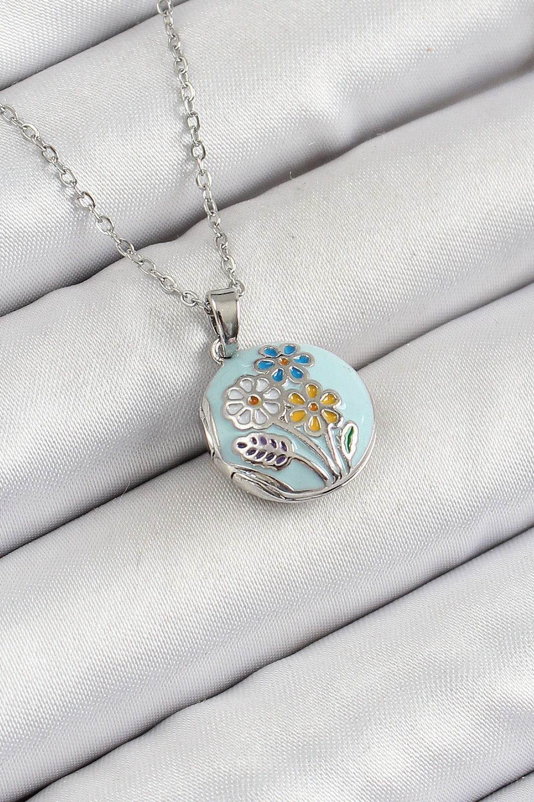 EBJ 316L Stainless Steel Chain Openable Artistic Vintage Flower Model Silver Color Women's Necklace - Perth