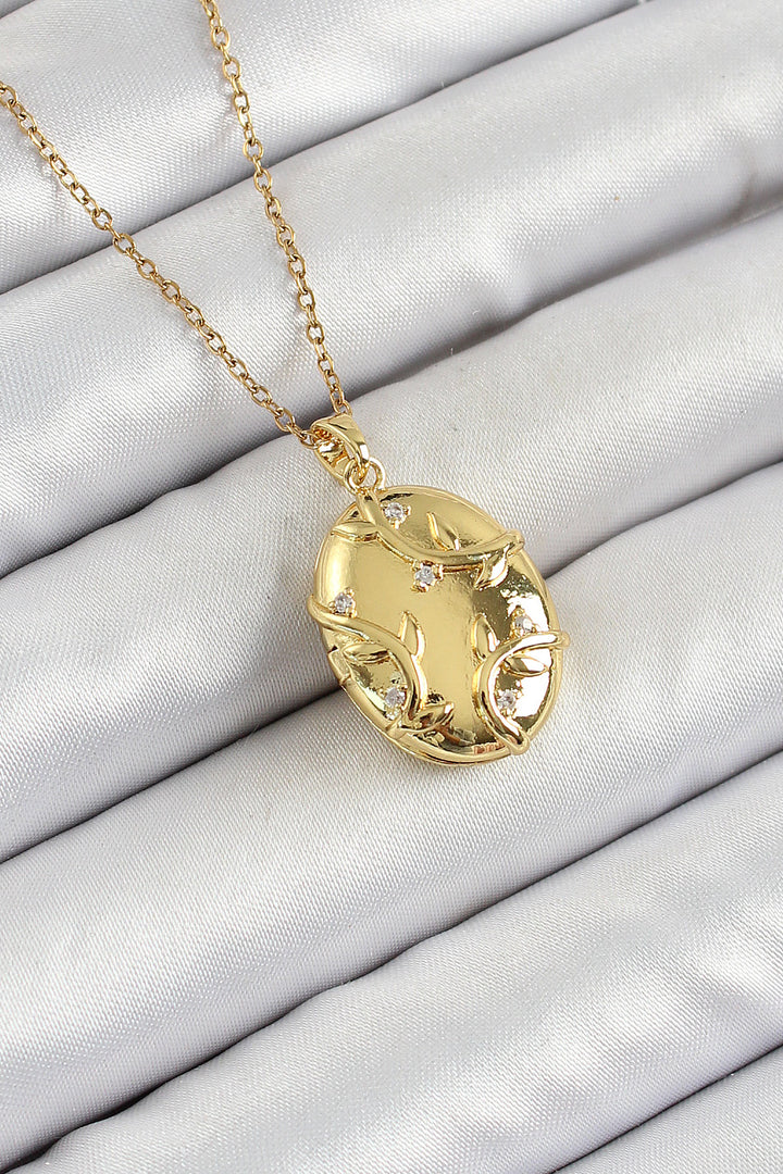 EBJ 316L Stainless Steel Chain Openable Ivy Model Necklace with Zircon Stone Gold Color Women's Necklace - Burnsville