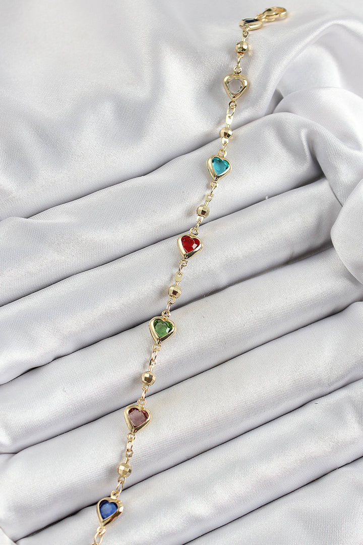 EBJ Rice Assortment Heart Model Gold Color Zircon Stone Women's Bracelet - Bethlehem