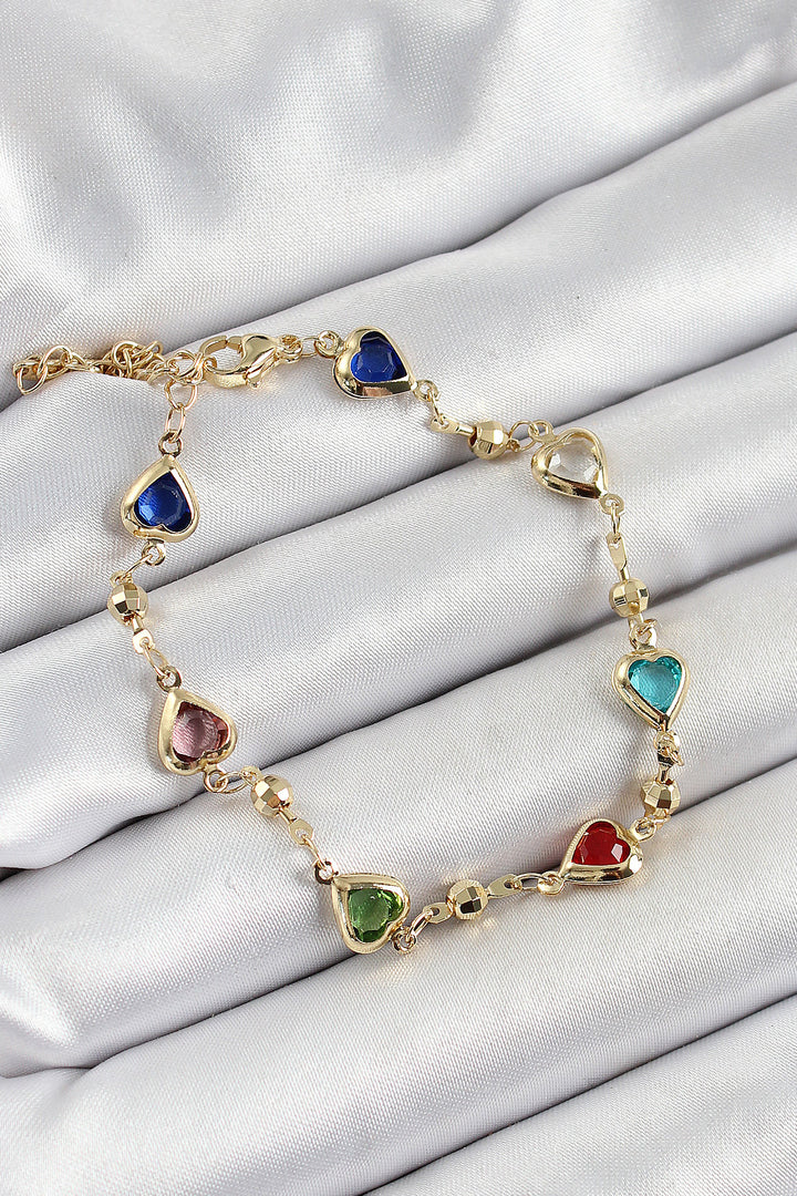 EBJ Rice Assortment Heart Model Gold Color Zircon Stone Women's Bracelet - Bethlehem