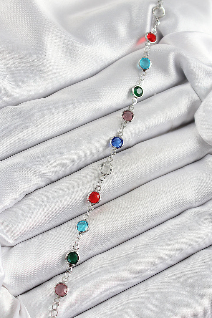 EBJ Rice Silver Color Mixed Color Zircon Stone Women's Bracelet - Deva