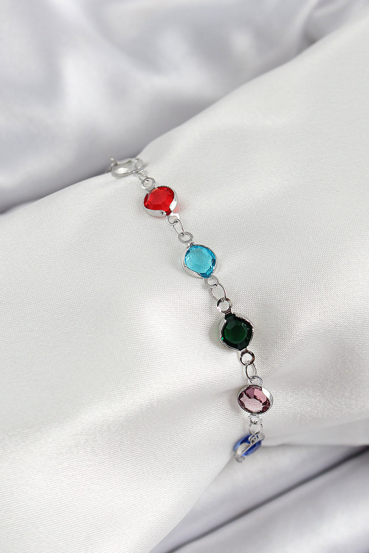 EBJ Rice Silver Color Mixed Color Zircon Stone Women's Bracelet - Deva