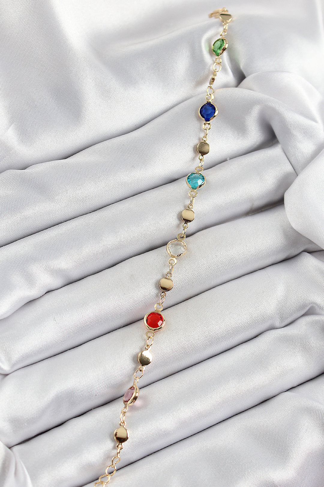 EBJ Gold Color Women's Bracelet with Mixed Color Zircon Stones - Morden