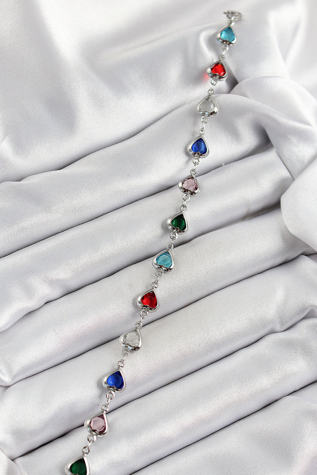 EBJ Rice Silver Color Mixed Color Heart Zircon Stone Women's Bracelet - Wichita Falls