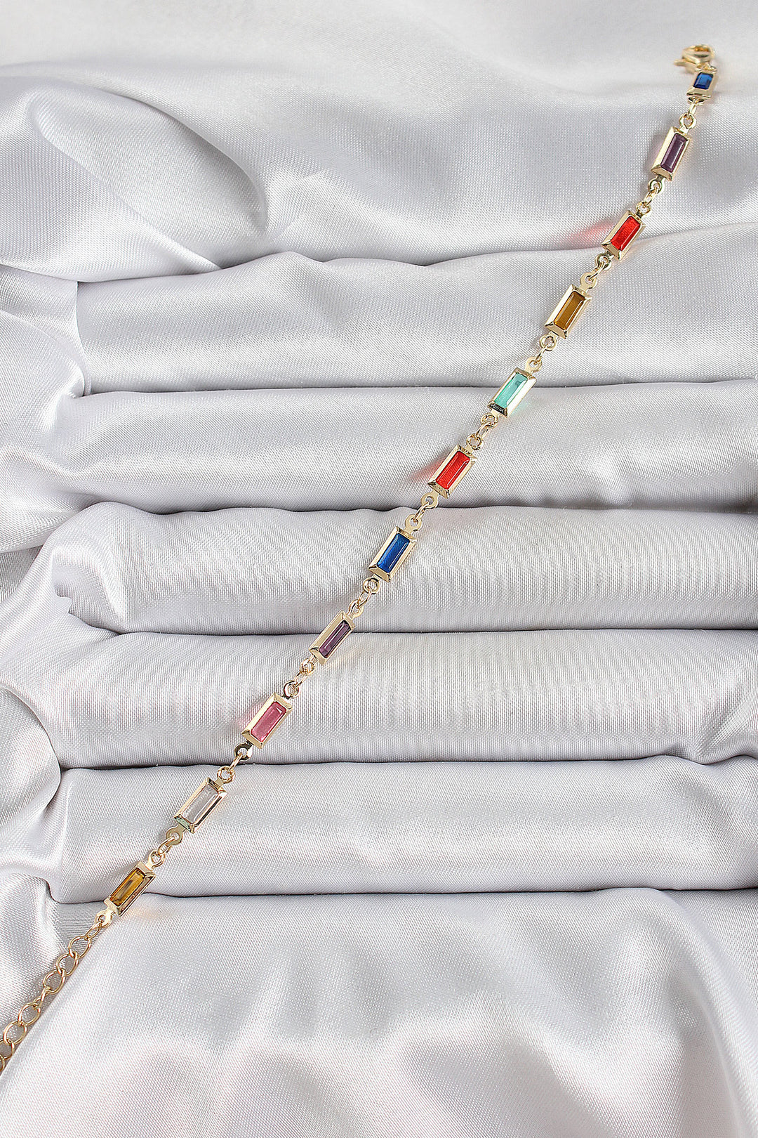 EBJ Rice Gold Color Mixed Color Square Zircon Stone Women's Bracelet - Moncalieri