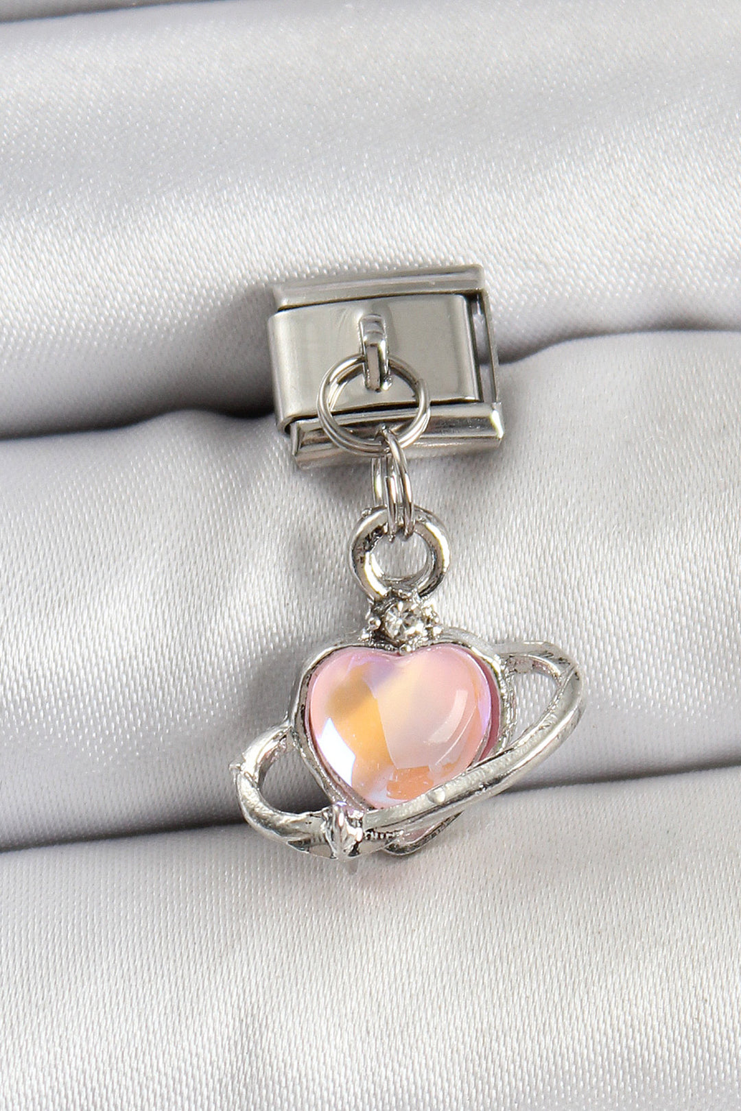 EBJ 316L Stainless Steel Dangling Heart Model Silver Color Nomination Charm - Eschweiler