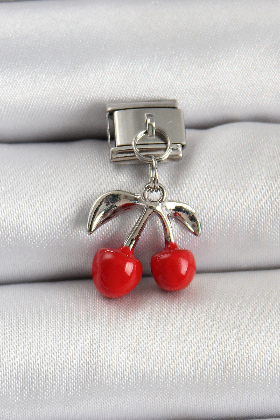 EBJ 316L Stainless Steel Dangling Colorful Cherry Model Silver Color Nomination Charm - San Juan de los Lagos