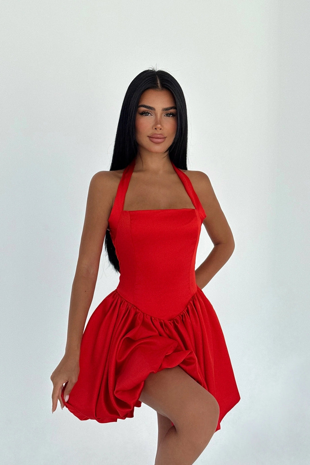 EYY Women Kırmızı Estella Mini Balon Etek Elbise - Kirkby