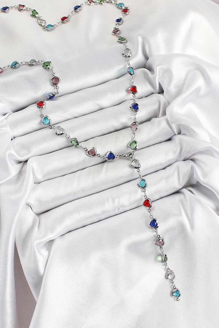 EBJ Rice Silver Color Mixed Color Zircon Stone Heart-shaped Y Women's Necklace - Oklahoma City