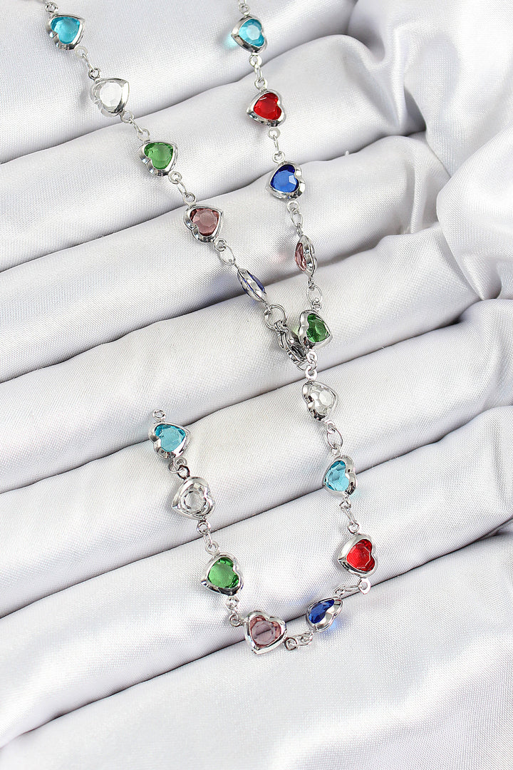 EBJ Rice Silver Color Mixed Color Zircon Stone Heart-shaped Y Women's Necklace - Oklahoma City
