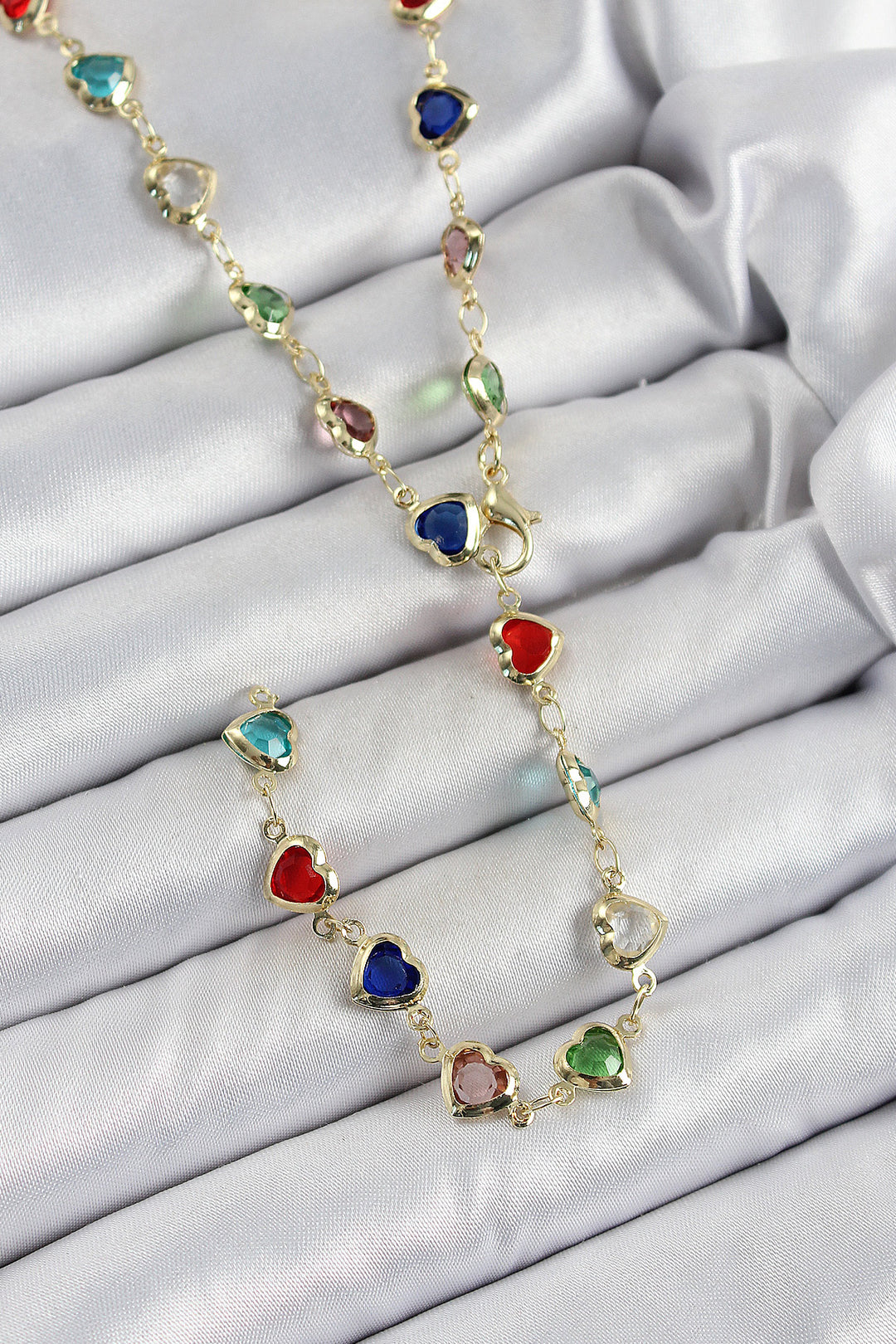 EBJ Rice Gold Color Mixed Color Zircon Stone Heart-shaped Y Women's Necklace - Ciudad Victoria