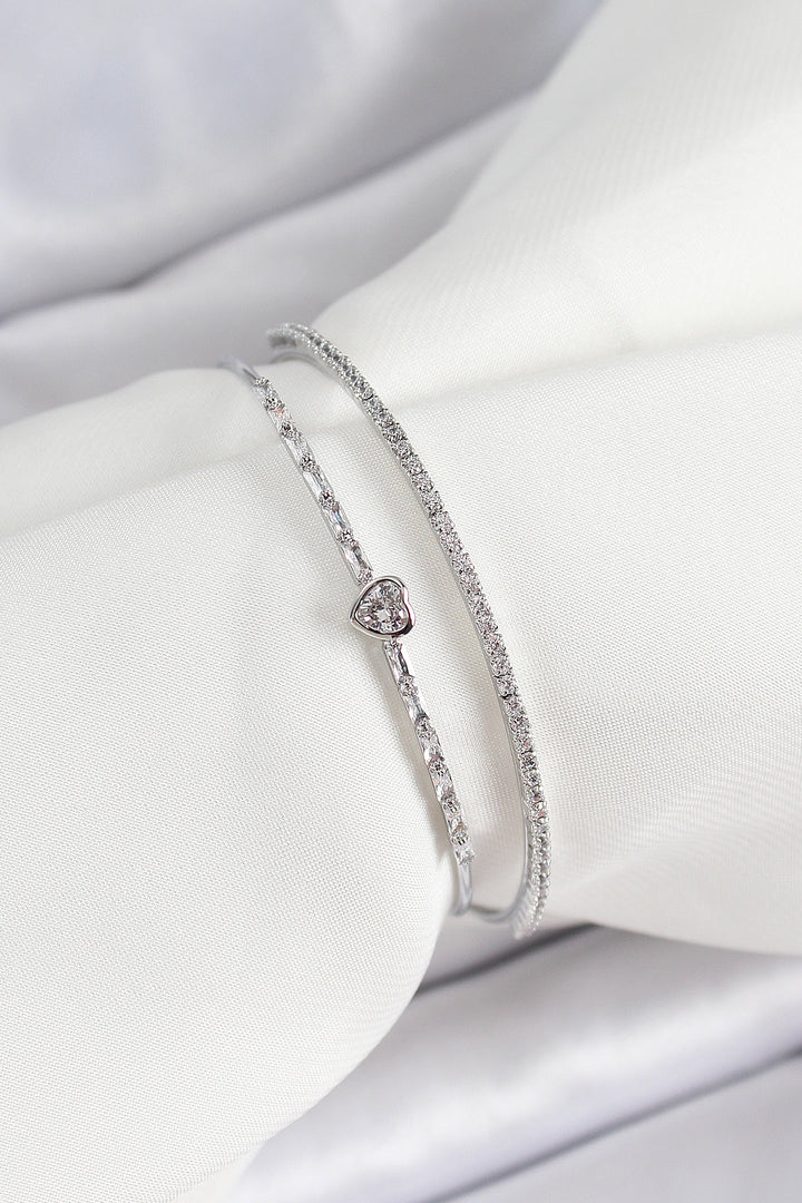 EBJ Rice Silver Color Zircon Stone Detailed Women's Bracelet - Viterbo