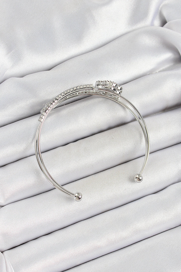 EBJ Rice Silver Color Clover Model 2-Piece Women's Bracelet with Zircon Stone - Gummersbach