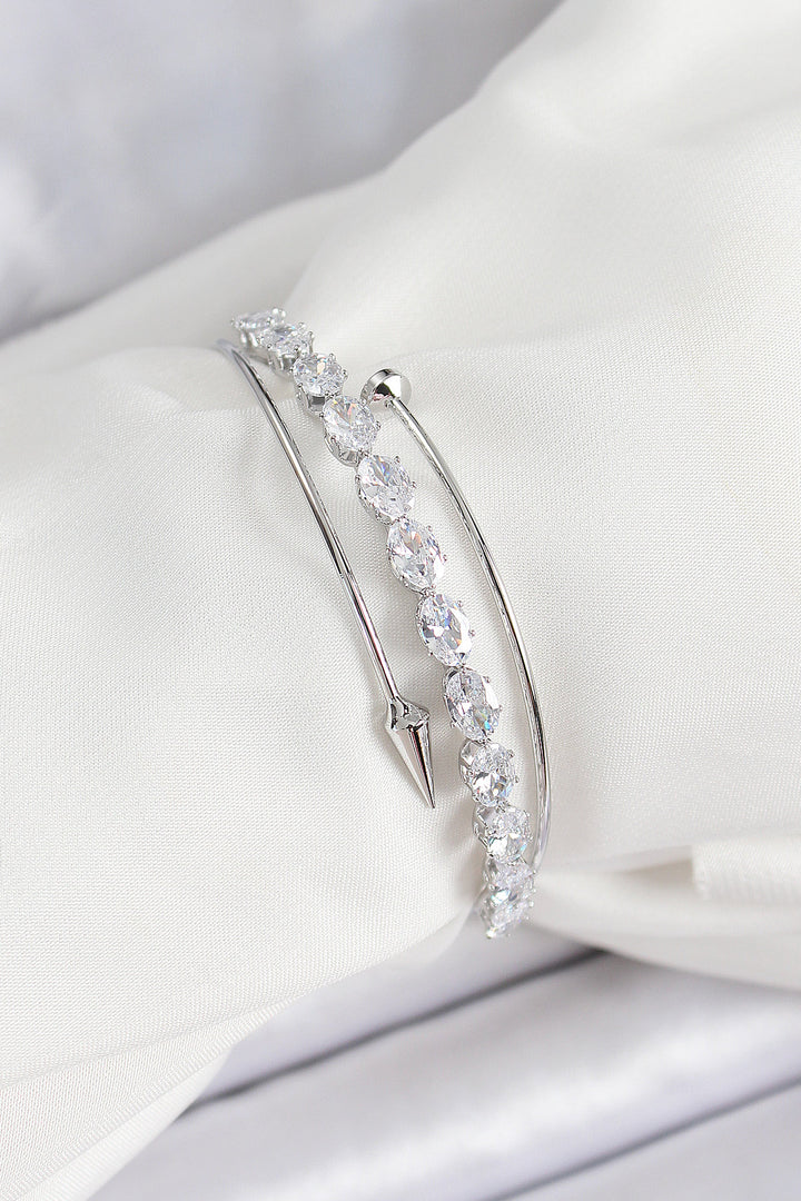 EBJ Rice Silver Color Barley Bracelet with Zircon Stone for Women - Sahuayo de Morelos