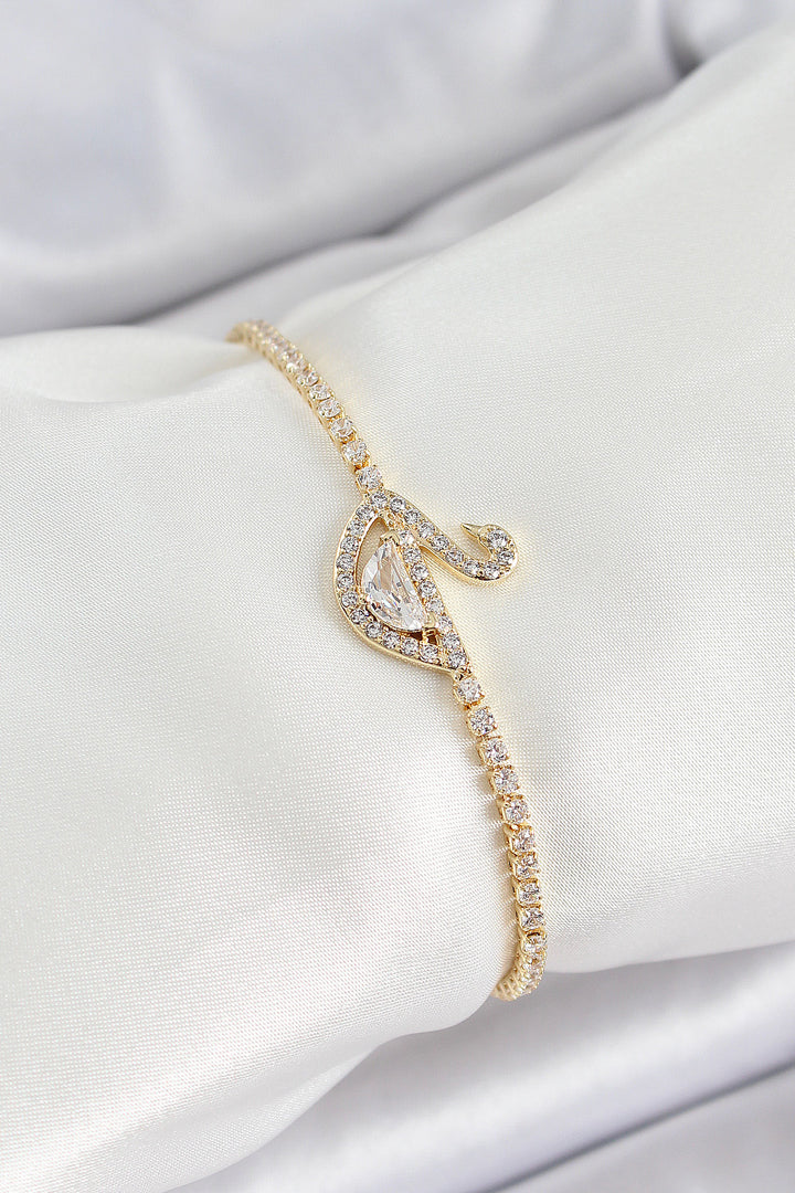 EBJ Rice Gold Color Swan Model Women's Bracelet with Zircon Stone - Brookhaven