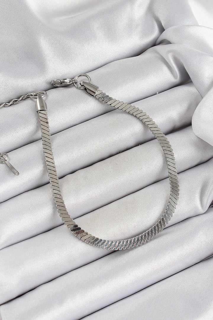 EBJ 316L Stainless Steel Silver Color Flat Chain Model Women's Bracelet - Halifax