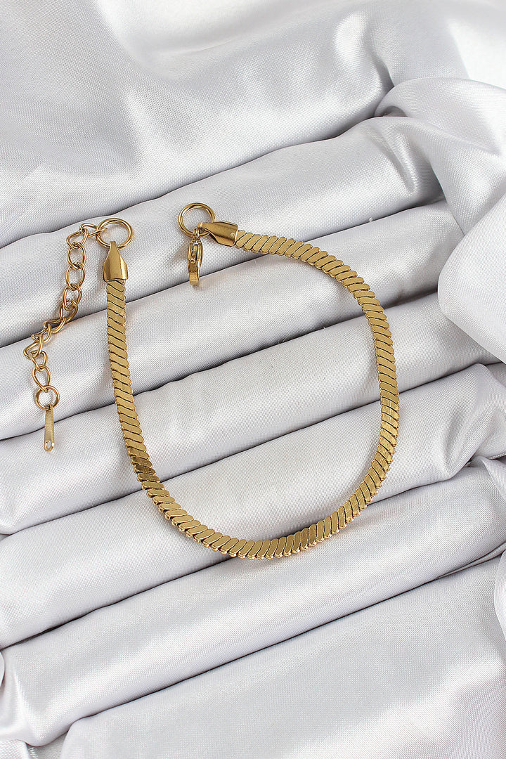 EBJ 316L Steel Gold Color Flat Chain Model Women's Bracelet - Sevastopol
