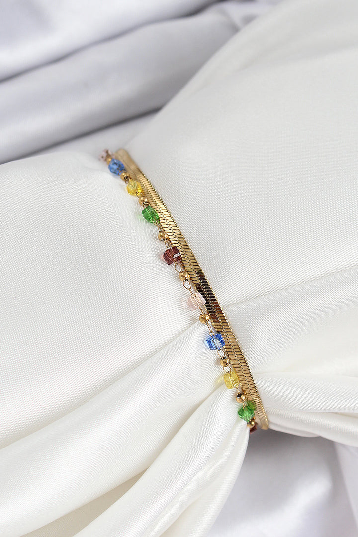 EBJ 316L Steel Gold Color Mixed Color Crystal Stone Women's Bracelet - Oberhausen