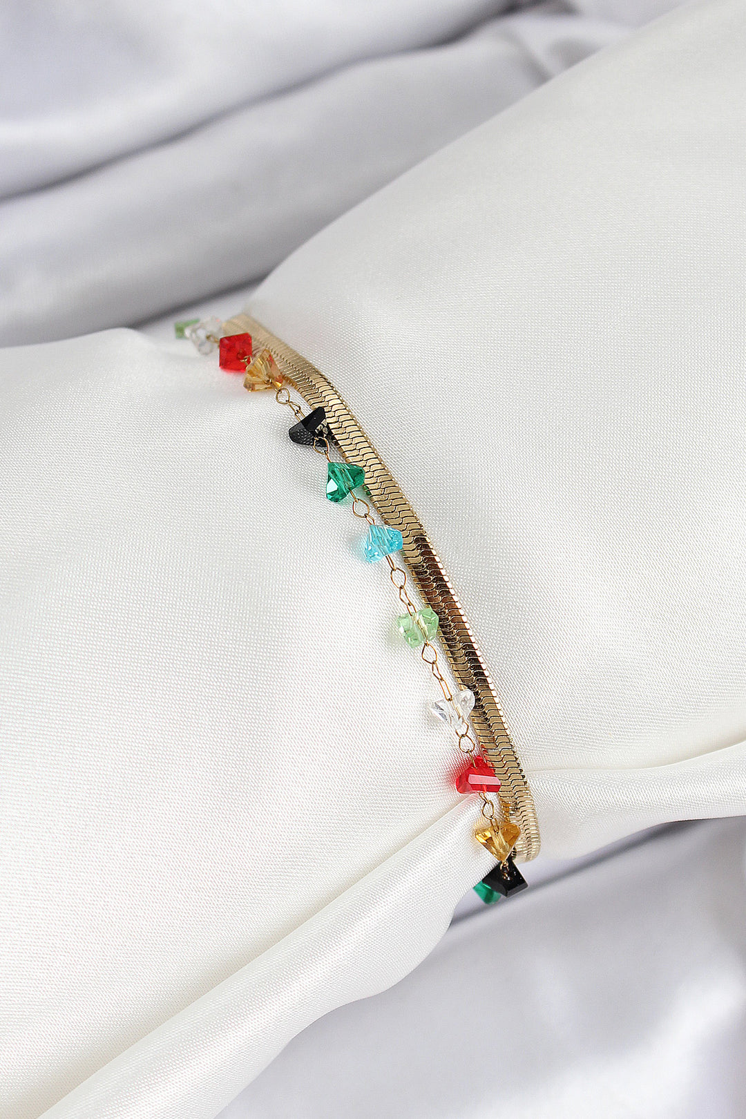 EBJ 316L Steel Gold Color Crystal Mixed Color Stone 2-Piece Women's Bracelet - Boadilla del Monte