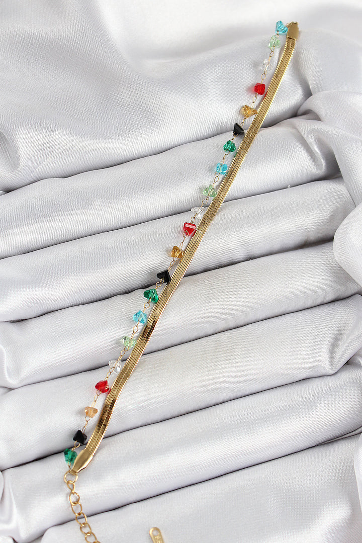 EBJ 316L Steel Gold Color Crystal Mixed Color Stone 2-Piece Women's Bracelet - Boadilla del Monte