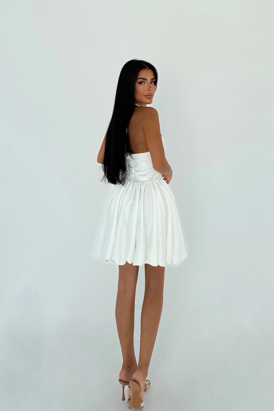EYY Women White Estella Mini Balloon Hem Dress - Saint-Nazaire