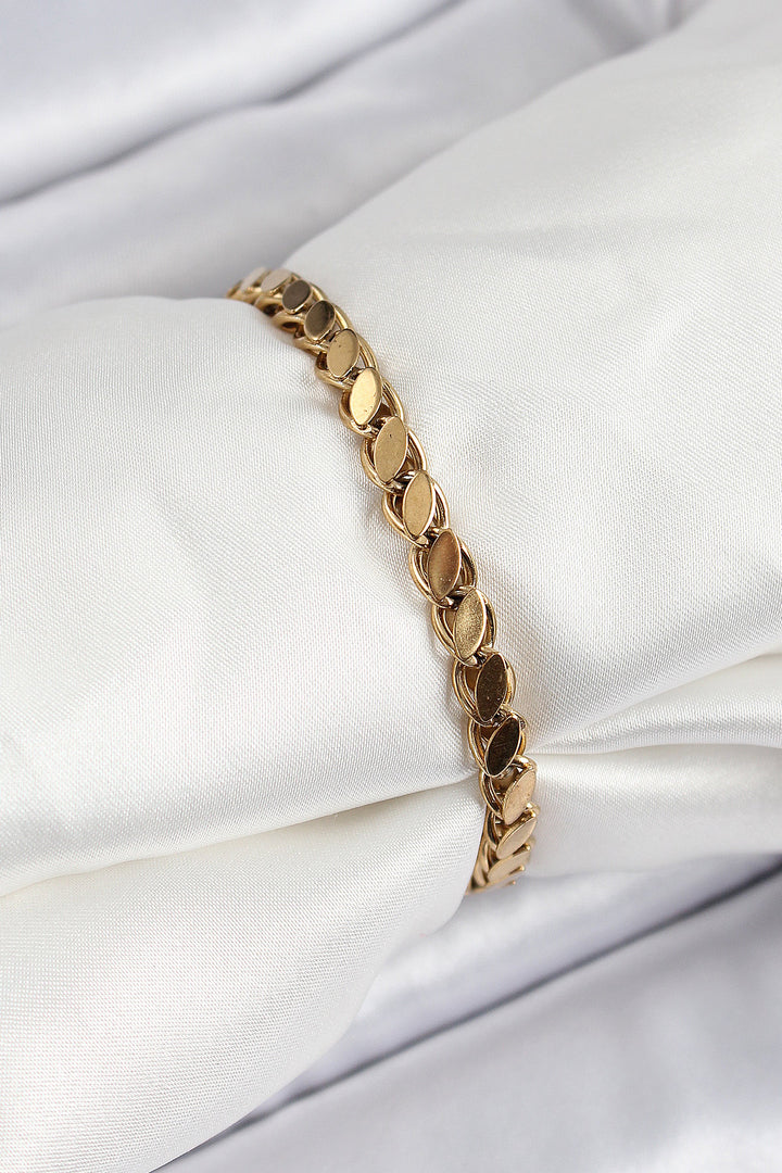 EBJ 316L Stainless Steel Barleycorn Pattern Gold Color Women's Bracelet - Murrieta