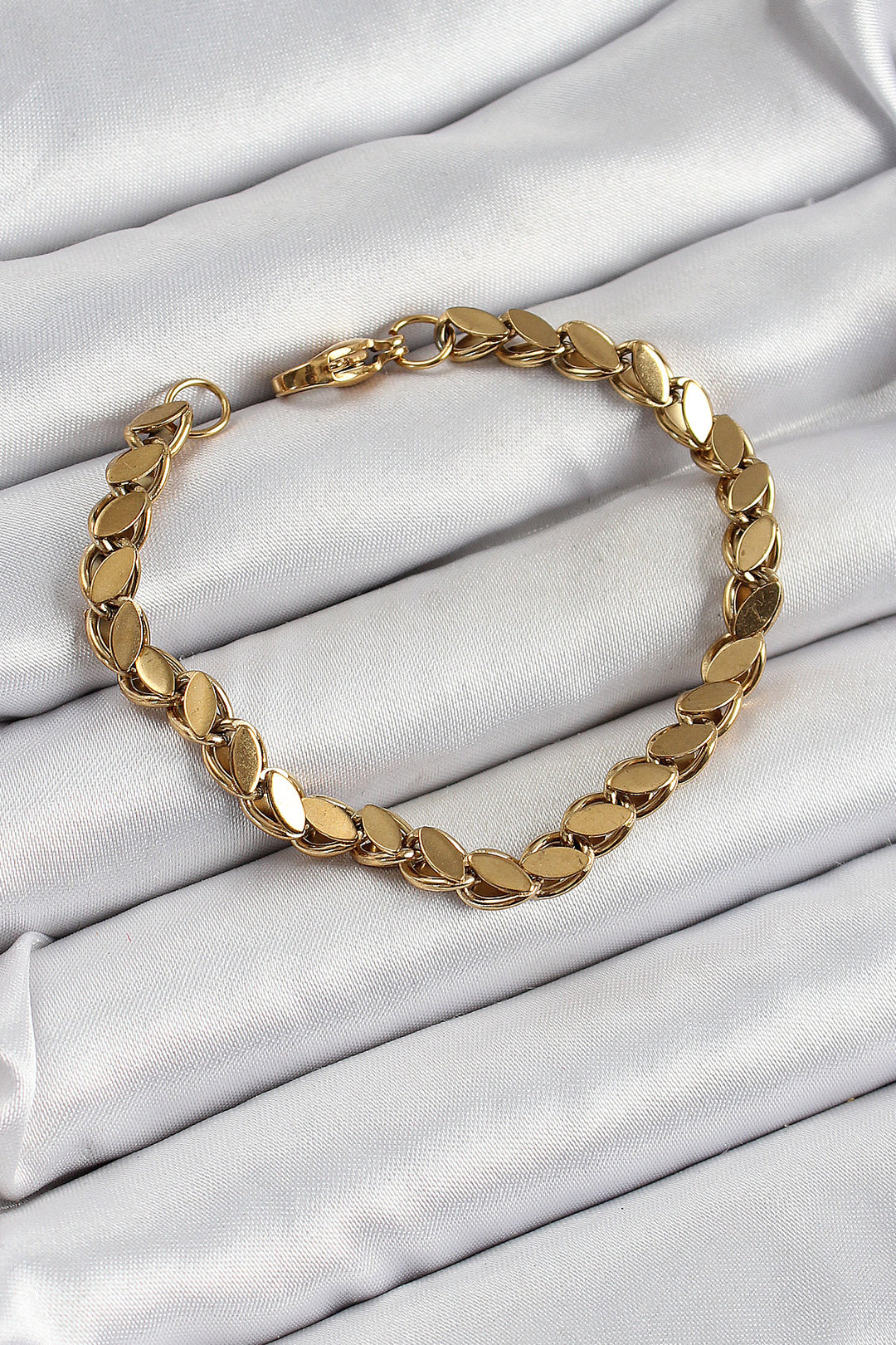 EBJ 316L Stainless Steel Barleycorn Pattern Gold Color Women's Bracelet - Murrieta