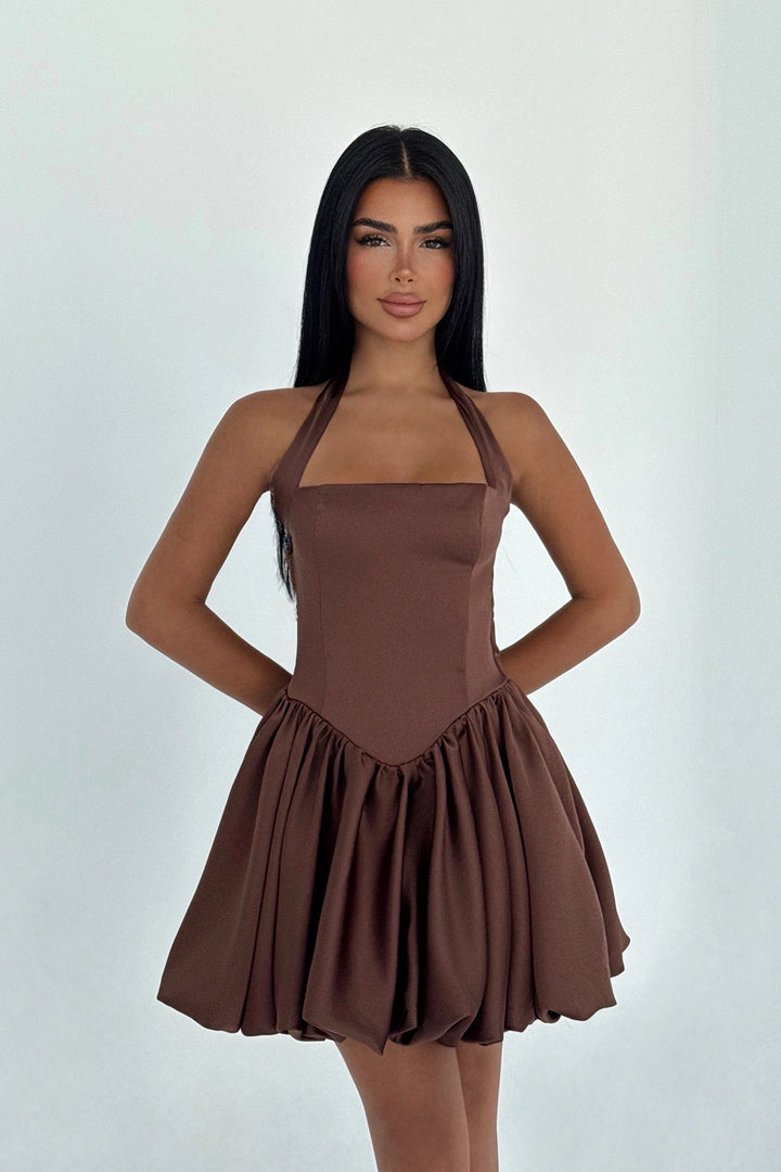 EYY Women Kahverengi Estella Mini Balon Etek Elbise - Wuppertal