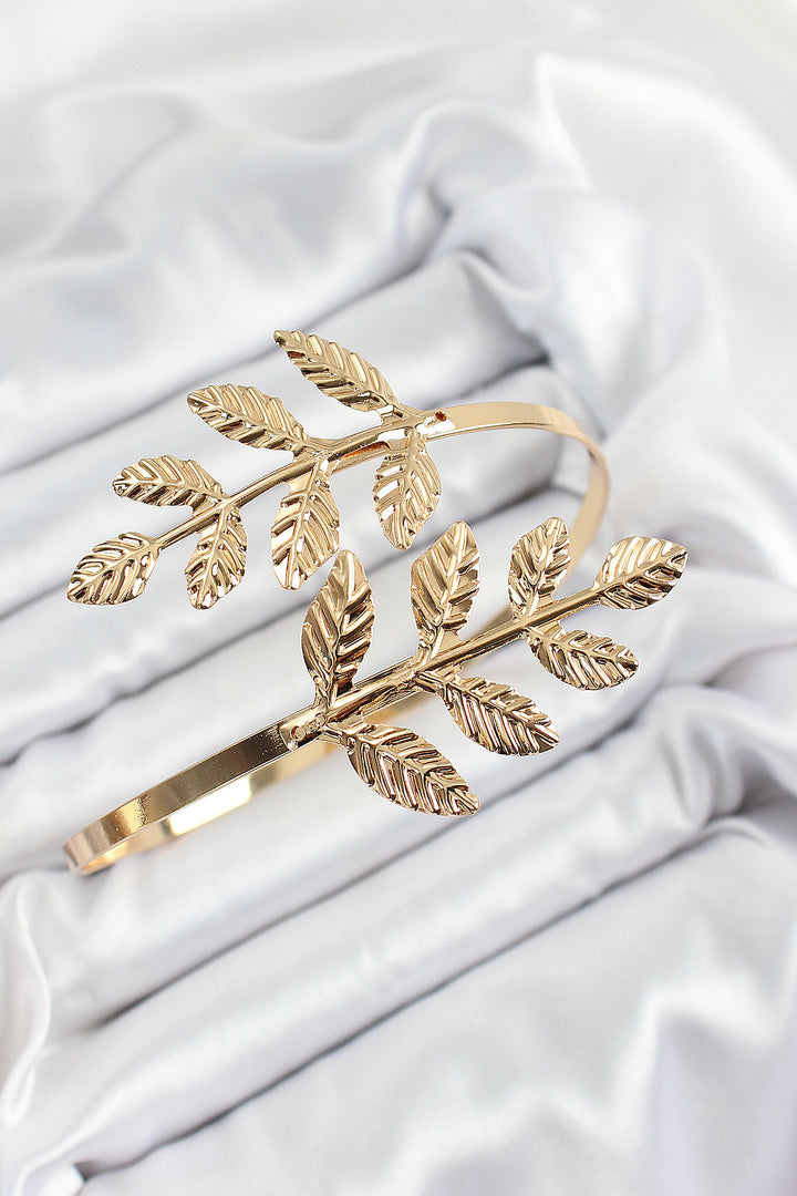 EBJ Rice Leaf Pattern Gold Color Women's Arm Bracelet - Gelsenkirchen