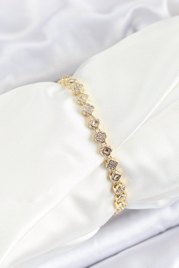 EBJ Rice Clover Model Zircon Stone Gold Color VIP Series Women's Bracelet - Ames